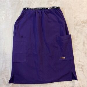 C.Saucy Purple Scrub Skirt Womens XS Elastic Logo Waist Cargo Pockets Medical